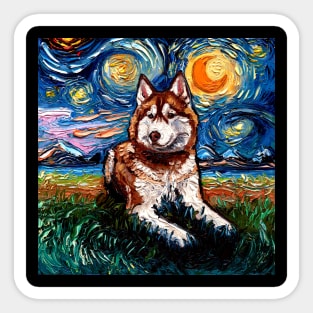 Red and White Husky Night Sticker